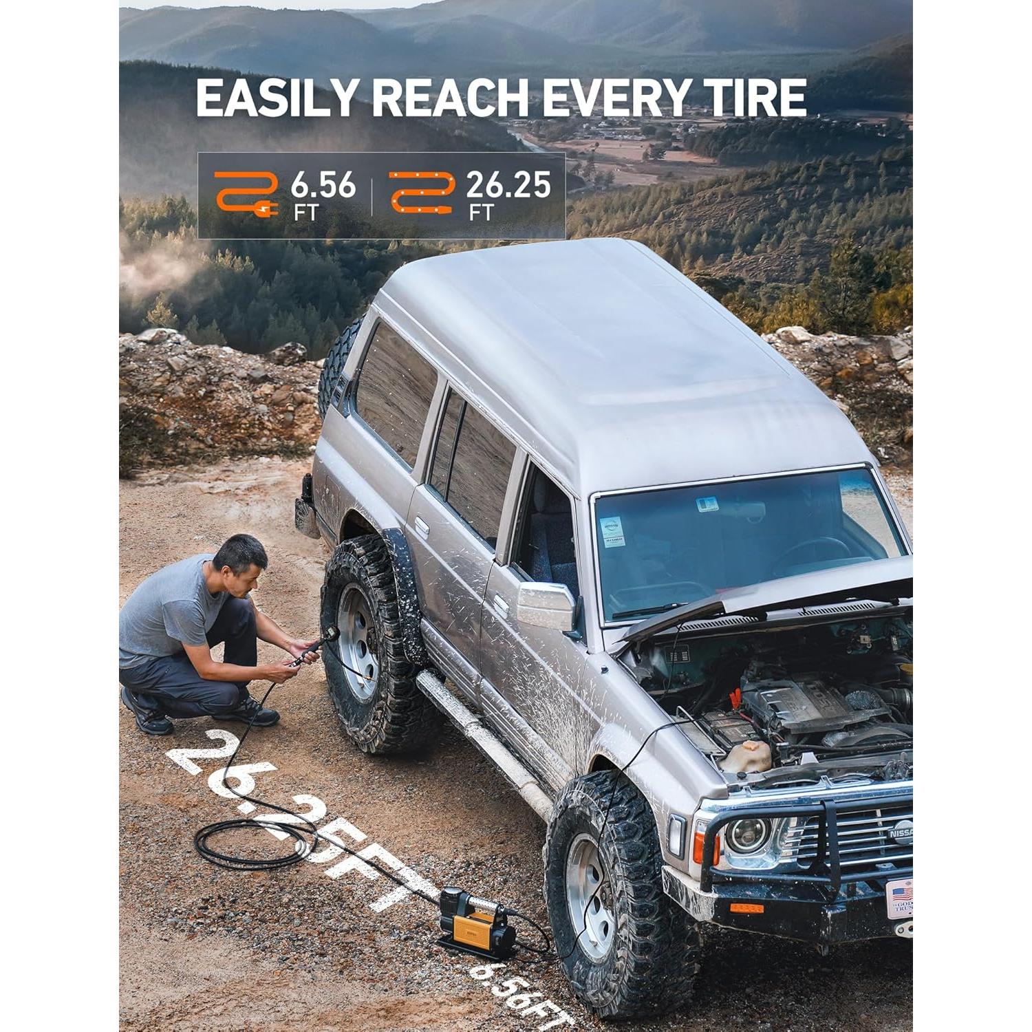 Compresor de Aire AstroAI T6 12V 7.06 CFM 150 PSI Portátil