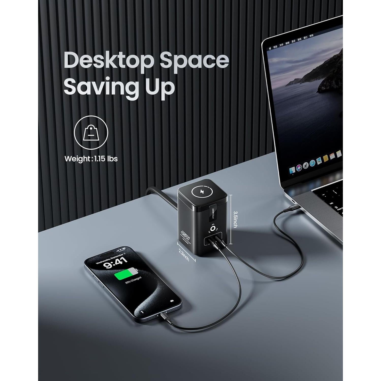 Cargador Inalámbrico PISEN 4-en-1 Mag-Safe 45W para Múltiples Dispositivos