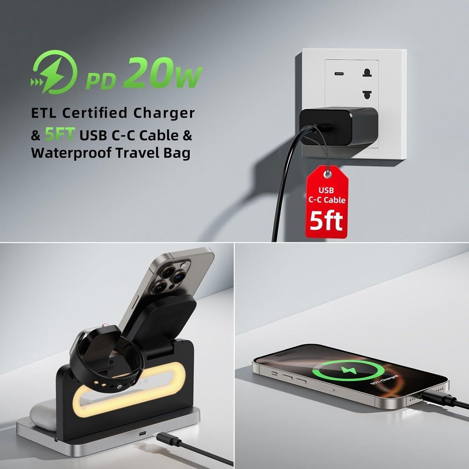 Estación de Carga Inalámbrica 3 en 1 Egognaw para Apple