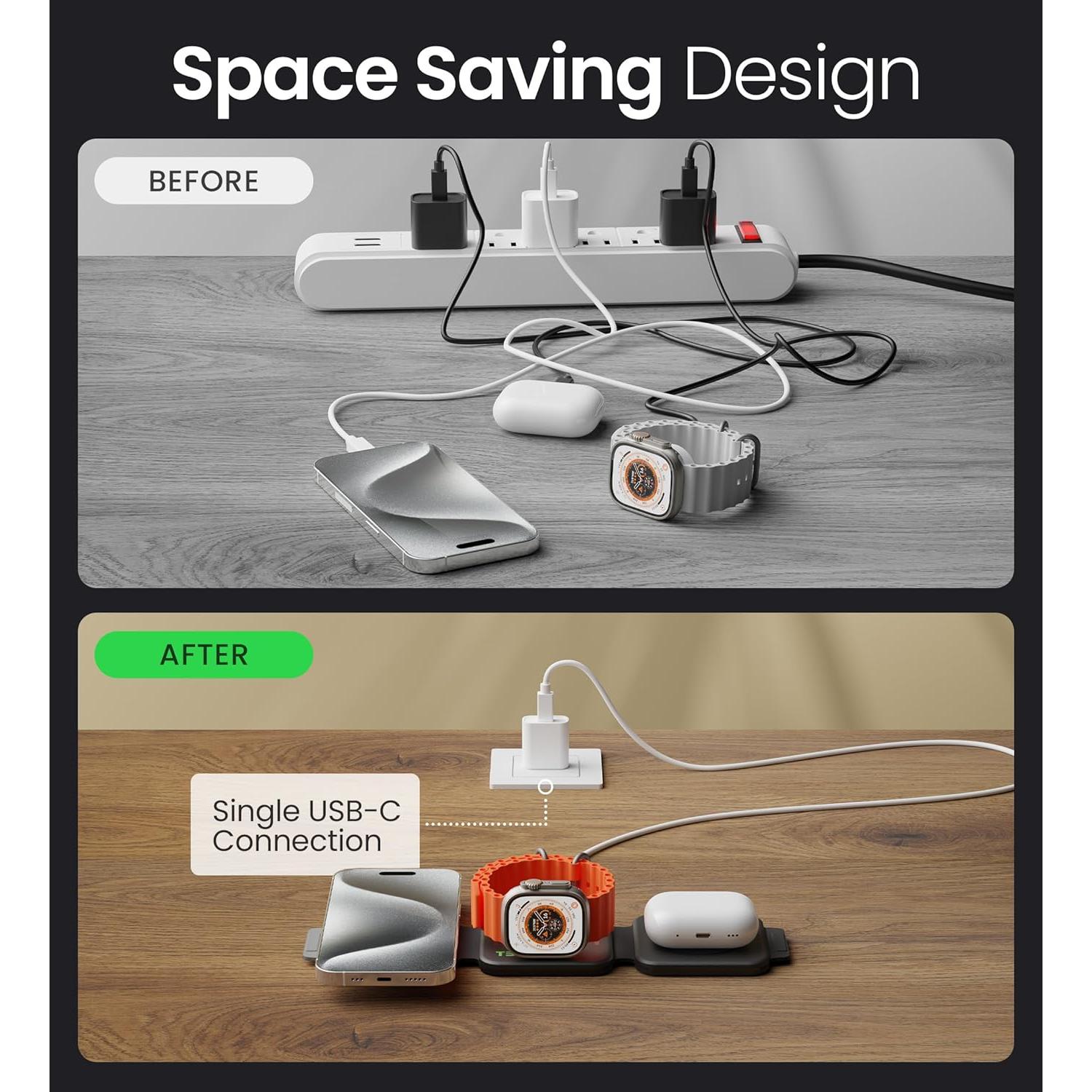 Estación de Carga Inalámbrica 3-en-1 InfinaCore para Apple