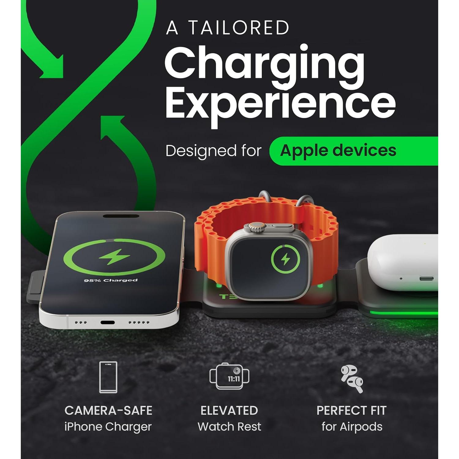 Estación de Carga Inalámbrica 3-en-1 InfinaCore para Apple