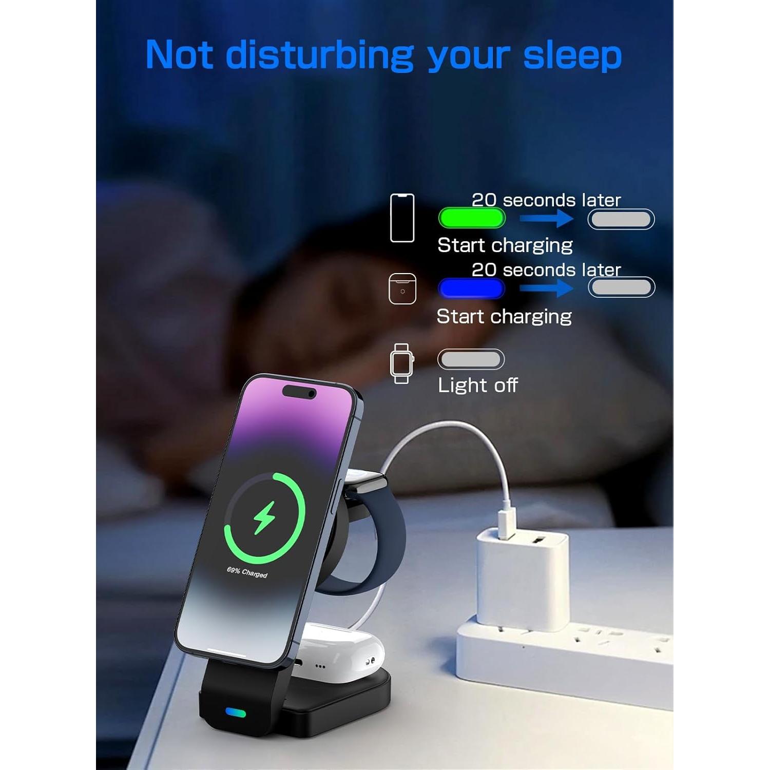 Estación de Carga 3 en 1 OUNAIDE para iPhone, Apple Watch y AirPods