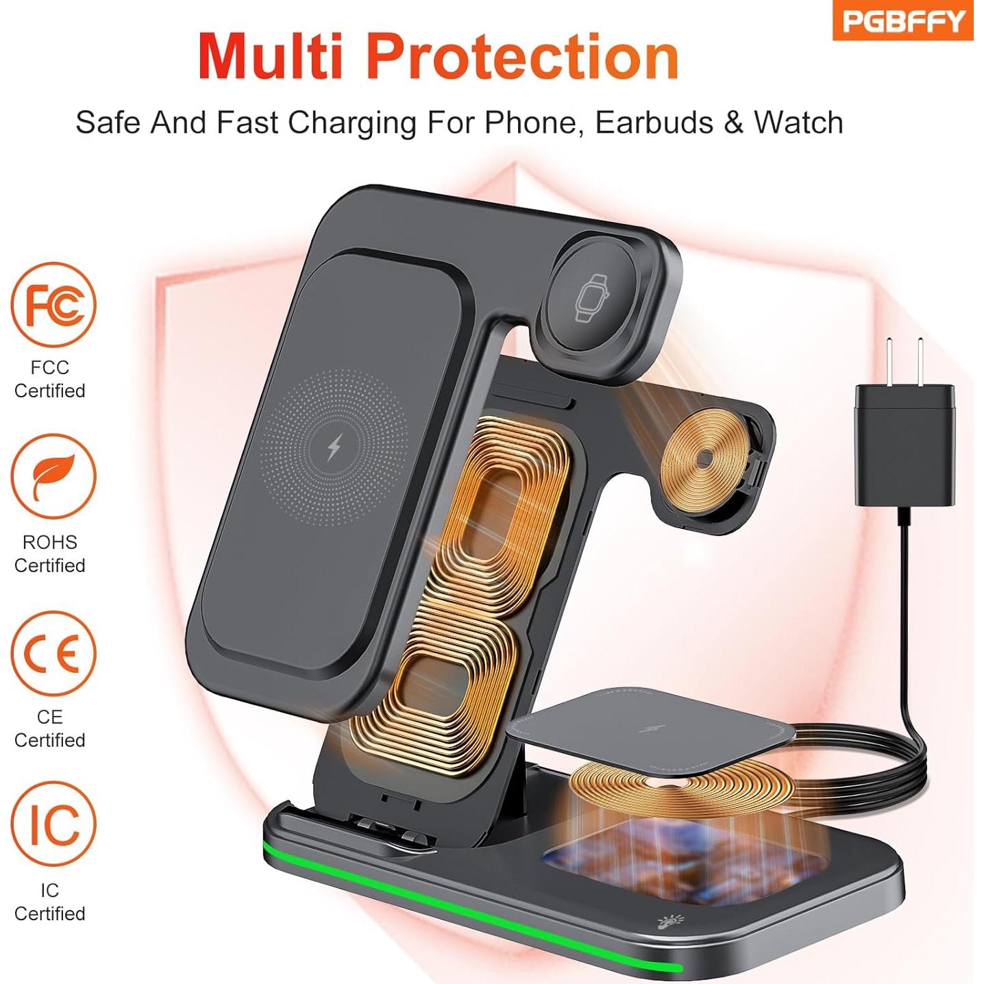 Cargador Inalámbrico 3 en 1 Xiaomi MI-QIS08 Negro