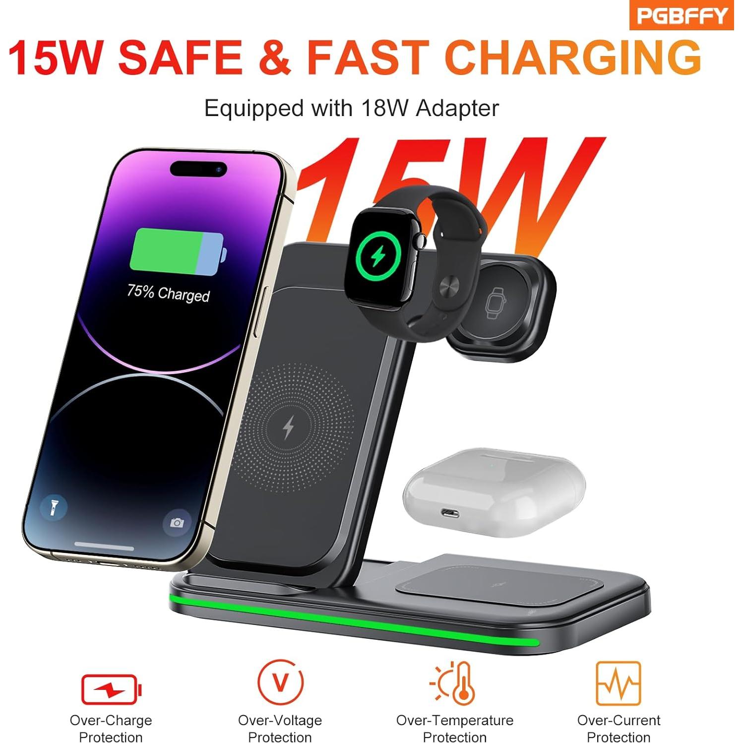 Cargador Inalámbrico 3 en 1 Xiaomi MI-QIS08 Negro