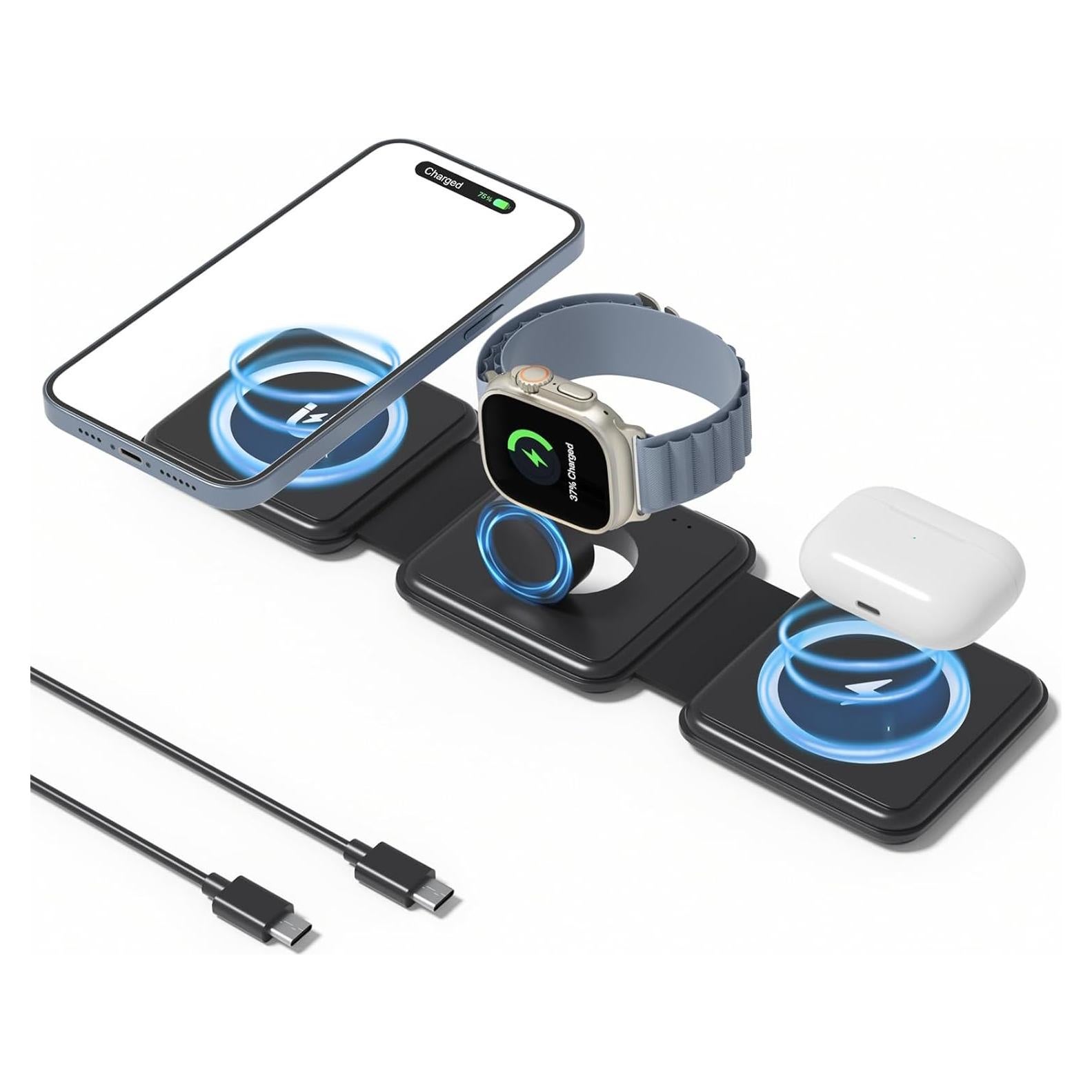 Estación de Carga 3 en 1 OhM-ega para iPhone y Apple Watch