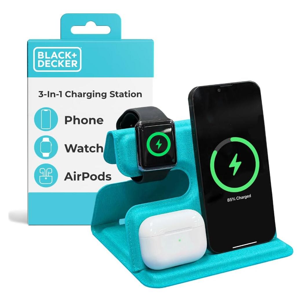 Cargador Inalámbrico 3 en 1 BLACK+DECKER Loch Ness para iPhone y Apple Watch