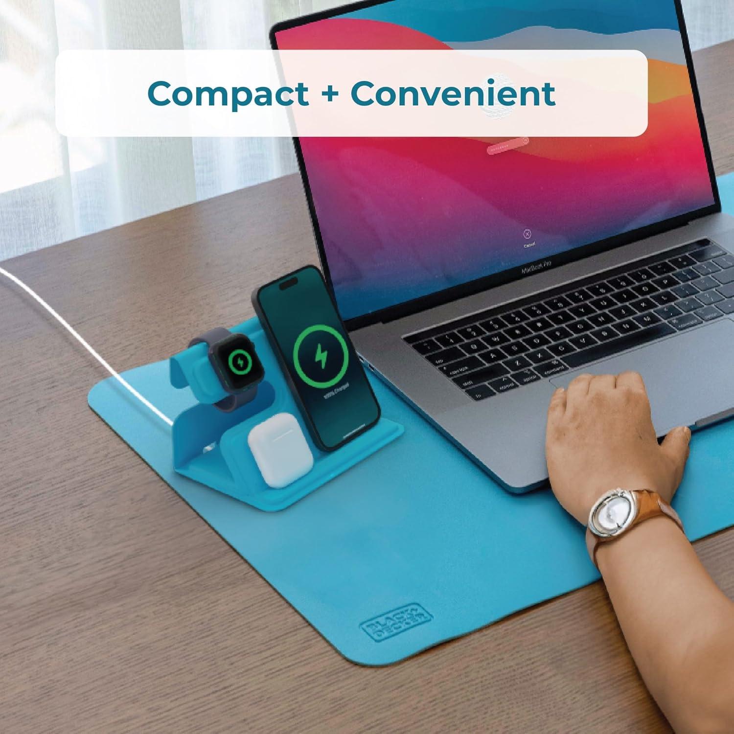 Cargador Inalámbrico 3 en 1 BLACK+DECKER Loch Ness para iPhone y Apple Watch