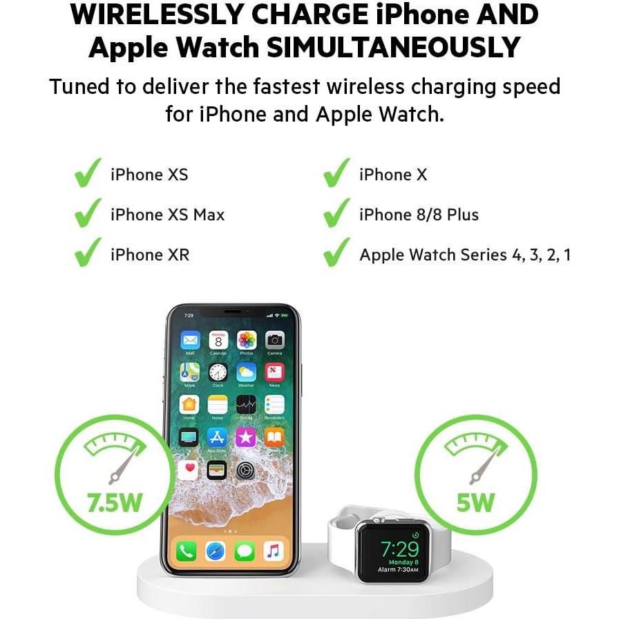 Base de Carga Inalámbrica Belkin 3 en 1 para iPhone y Apple Watch