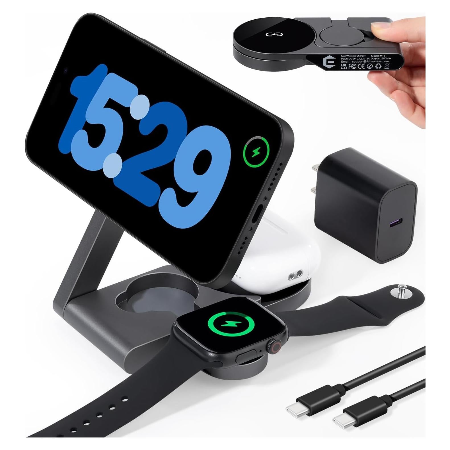 Estación de Carga Inalámbrica 3 en 1 UltraQ para Apple