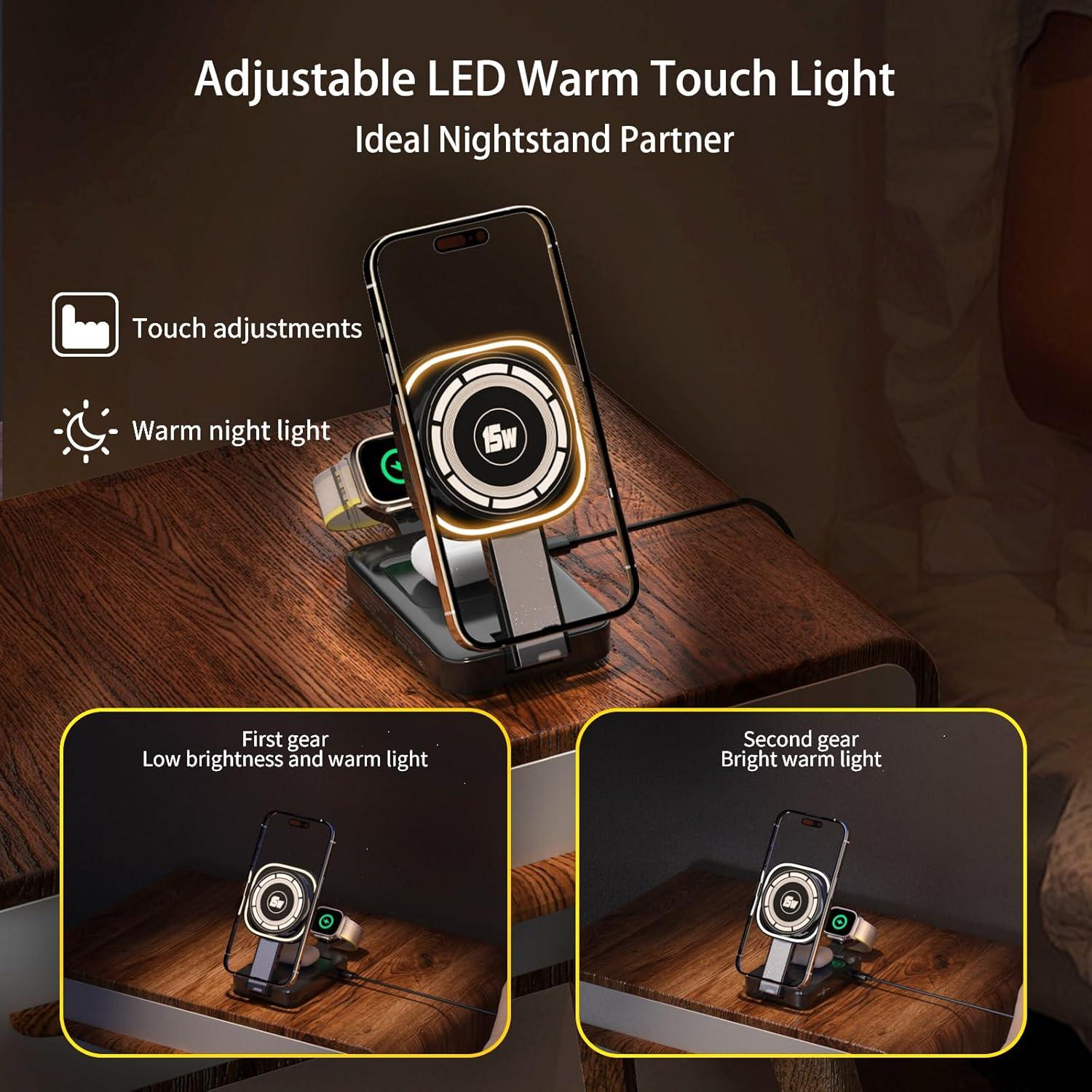 Estación de Carga Inalámbrica 3 en 1 Mag-Safe para Apple