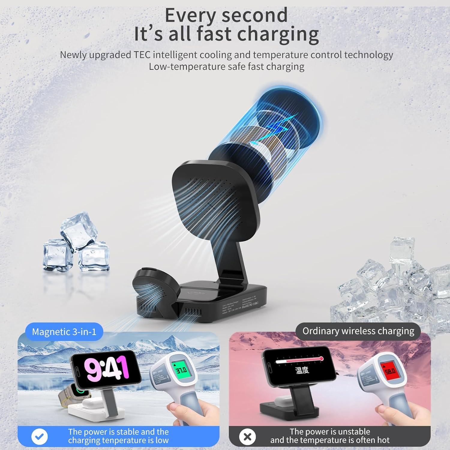 Estación de Carga Inalámbrica 3 en 1 Mag-Safe para Apple