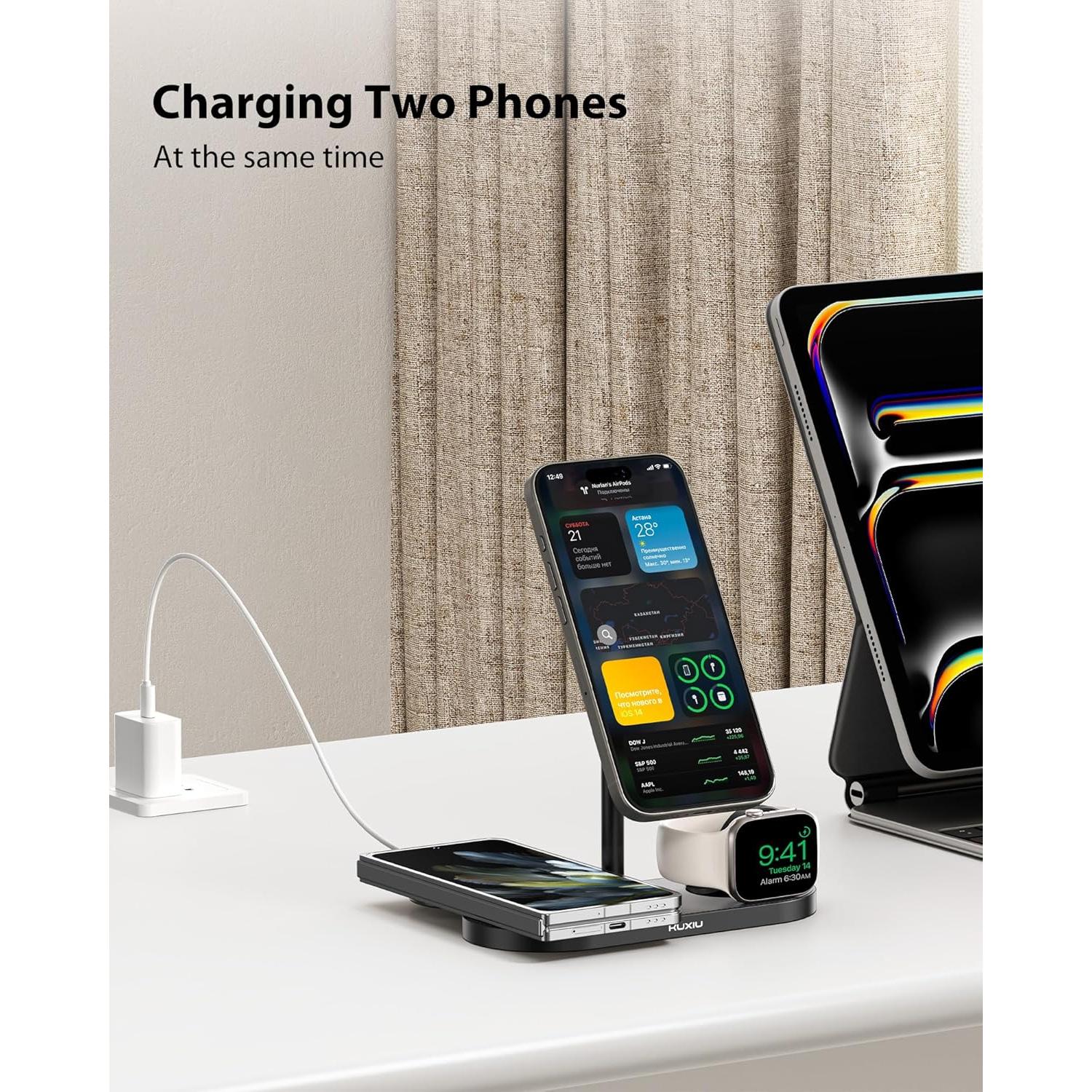 Estación de Carga 3 en 1 Aluminio KU XIU X23 para iPhone y Apple