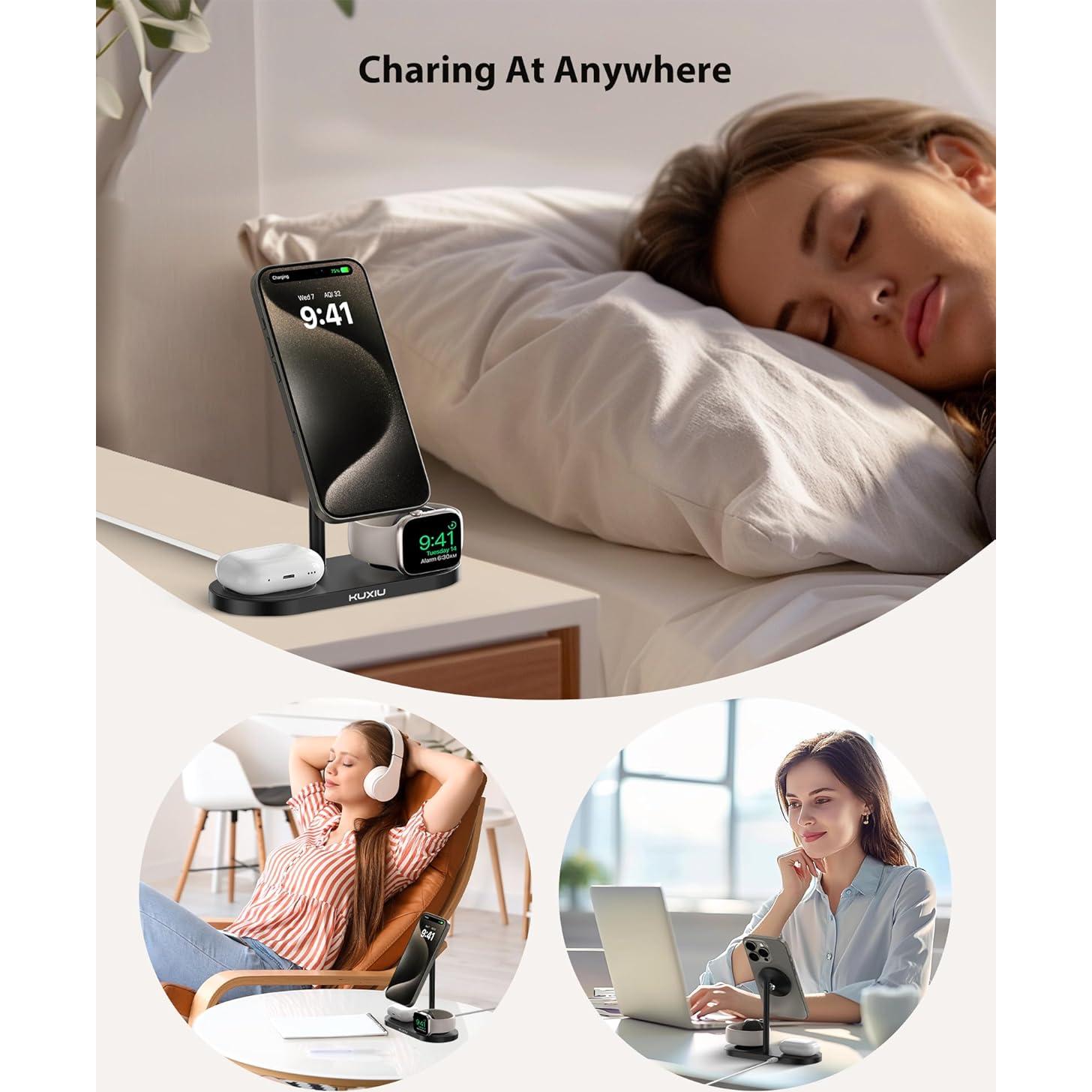 Estación de Carga 3 en 1 Aluminio KU XIU X23 para iPhone y Apple