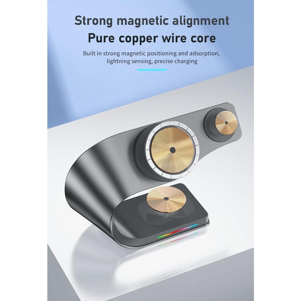 Cargador Inalámbrico 3 en 1 Sintesen para iPhone, Apple Watch y AirPods