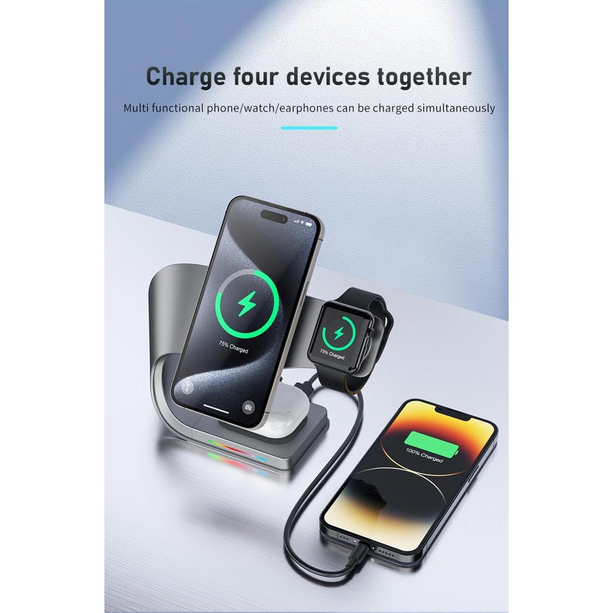 Cargador Inalámbrico 3 en 1 Sintesen para iPhone, Apple Watch y AirPods