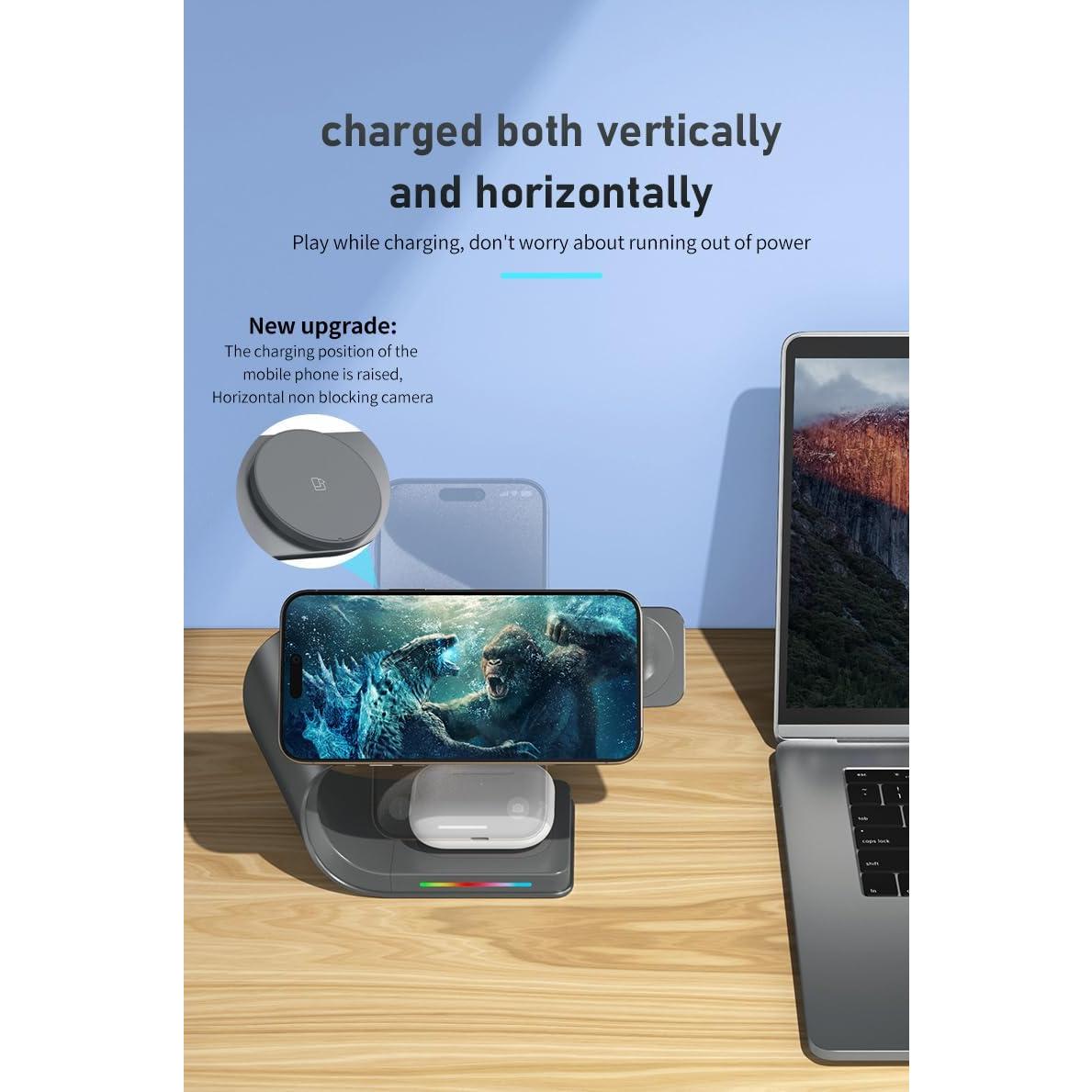 Cargador Inalámbrico 3 en 1 Sintesen para iPhone, Apple Watch y AirPods