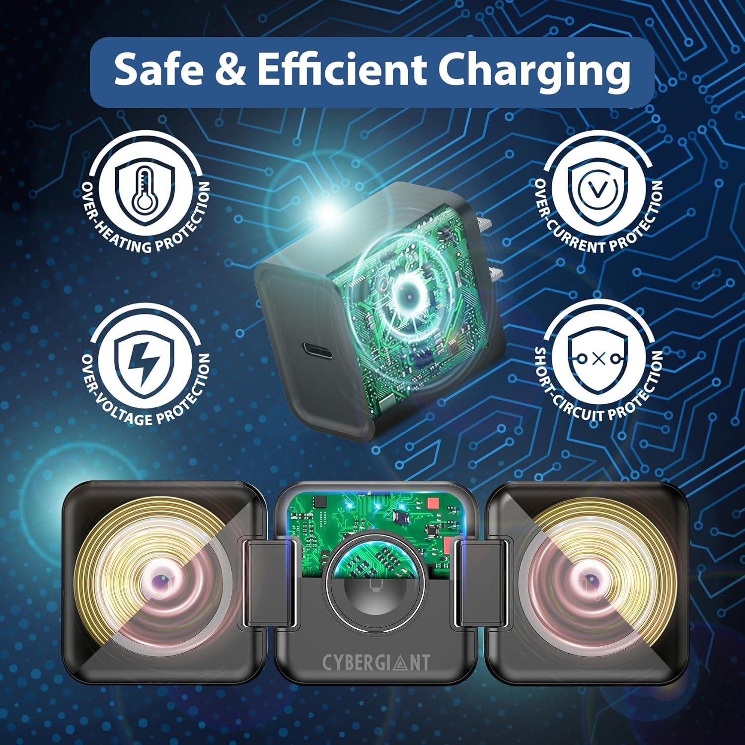 Estación de Carga Inalámbrica 3 en 1 Apple - Cargador Magnético Negro