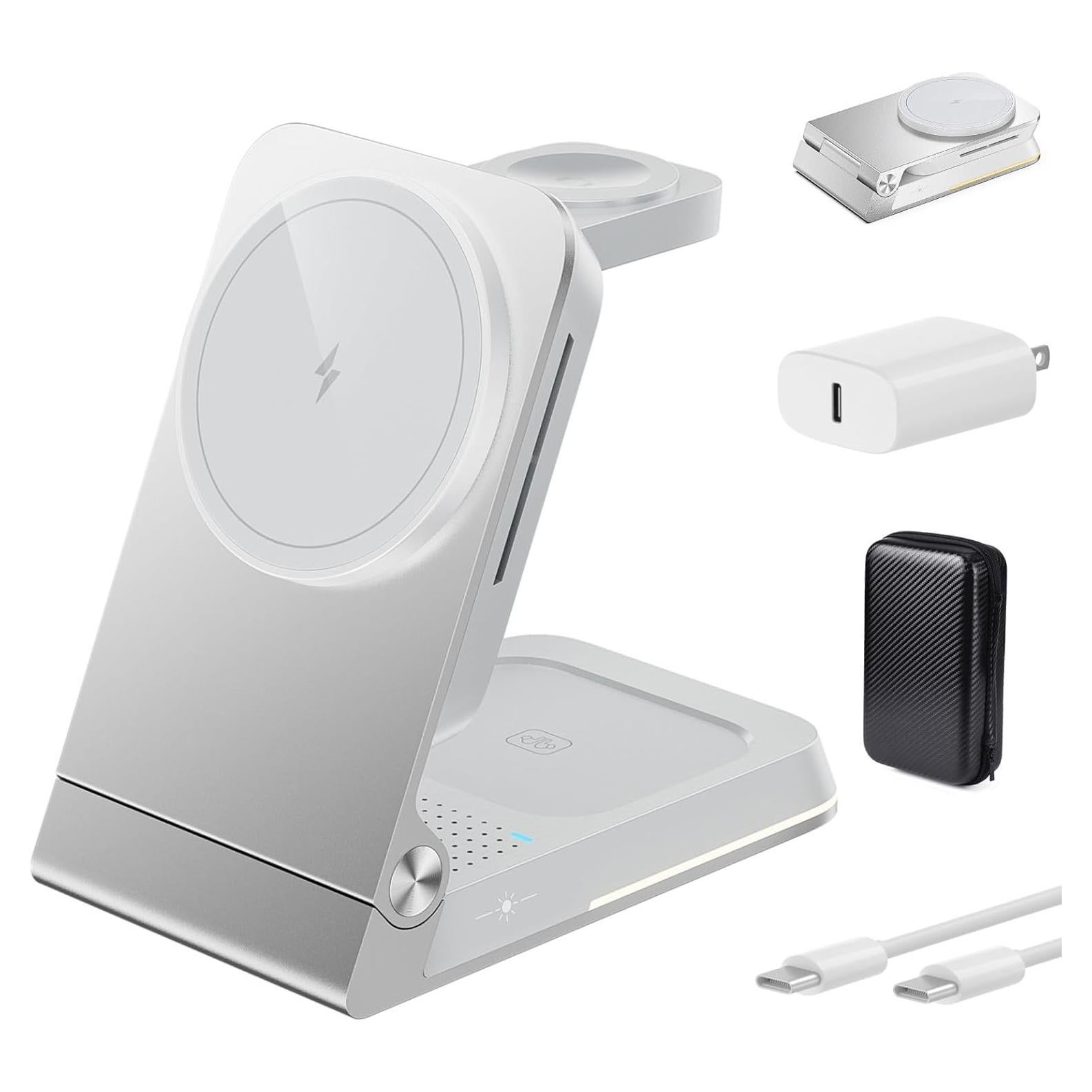 Cargador Inalámbrico 3 en 1 Egognaw Plata para iPhone, Apple Watch y AirPods