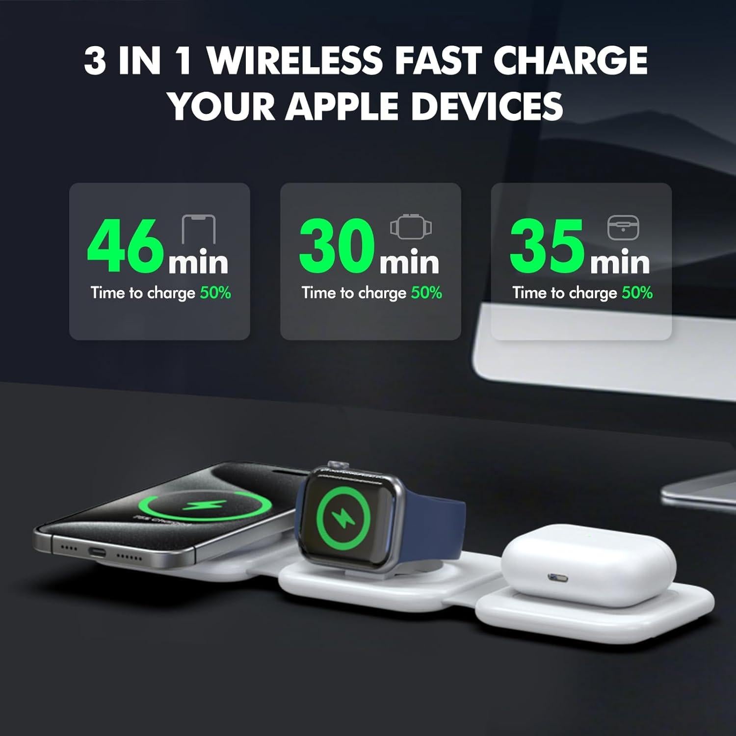 Estación de Carga Inalámbrica 3 en 1 Smile Station W322 25W
