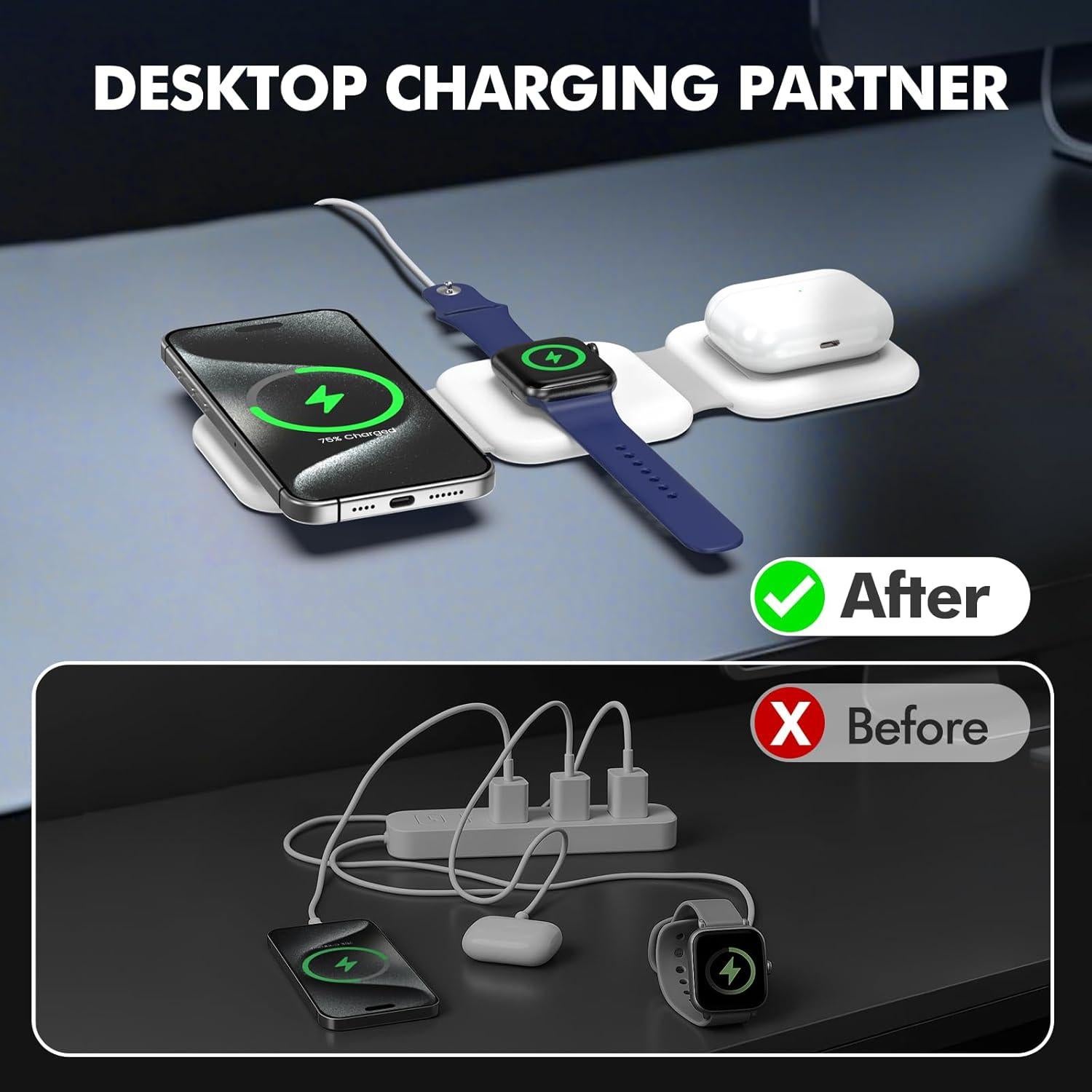 Estación de Carga Inalámbrica 3 en 1 Smile Station W322 25W