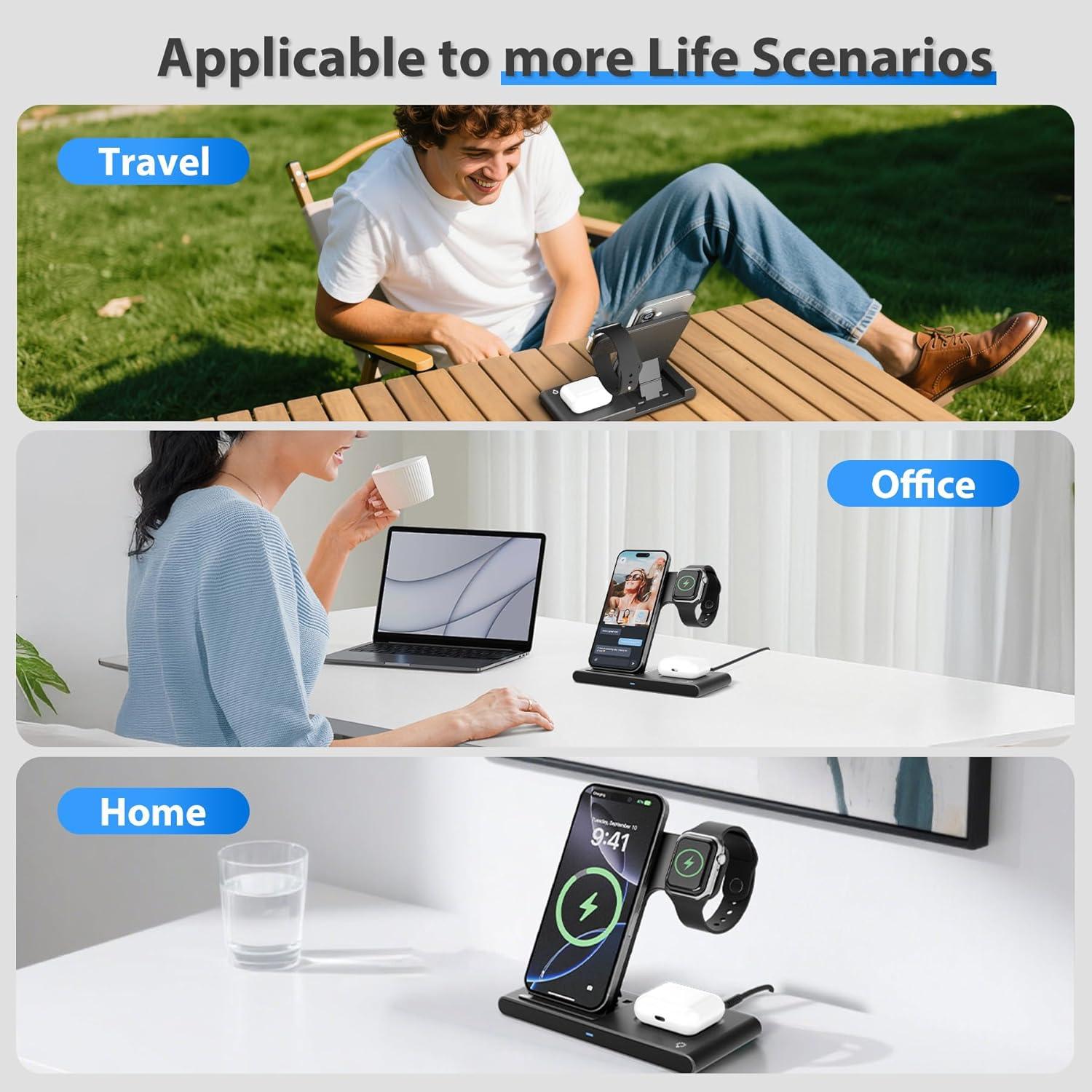 Cargador Inalámbrico 3 en 1 SMILE STATION para iPhone y Apple