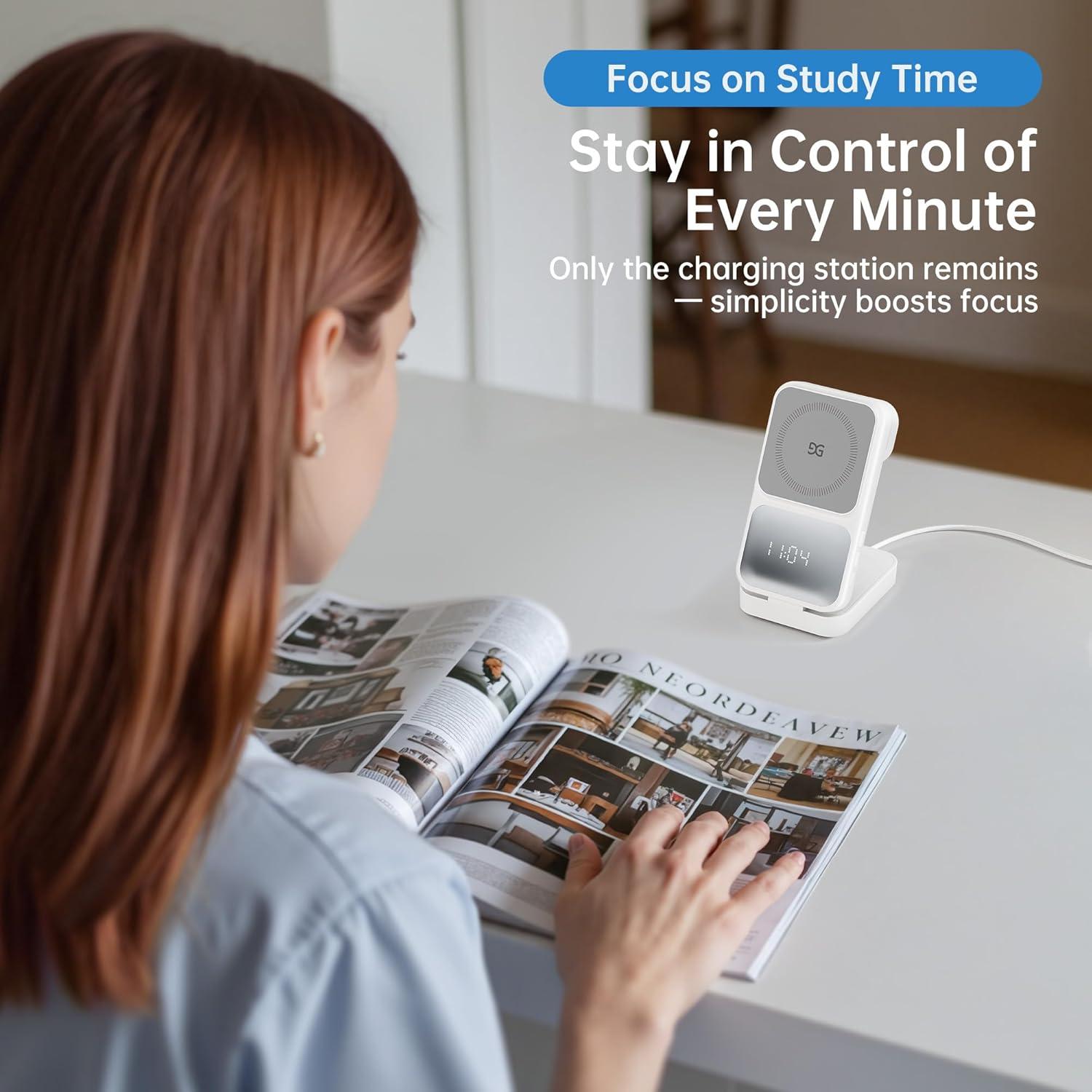 Estación de Carga Inalámbrica 3 en 1 GUSGU con Pantalla