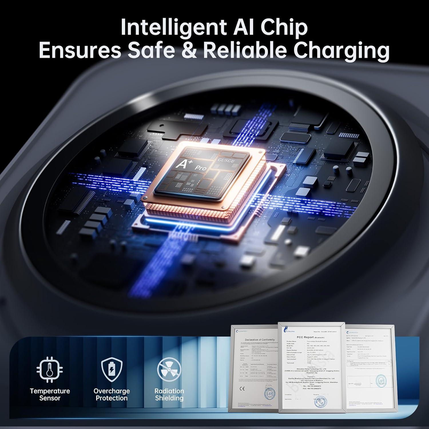 Estación de Carga Inalámbrica 3 en 1 GUSGU con Pantalla