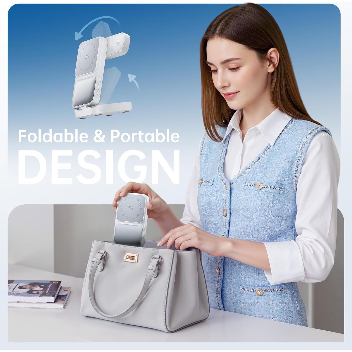 Estación de Carga Inalámbrica 3 en 1 GUSGU con Pantalla