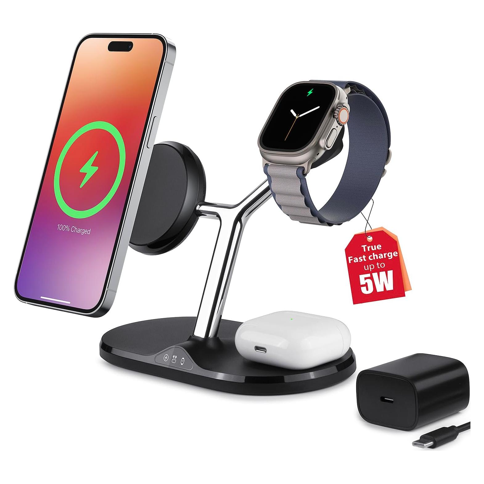 Estación de Carga Inalámbrica 3 en 1 HOLAMI para iPhone, Apple Watch y AirPods