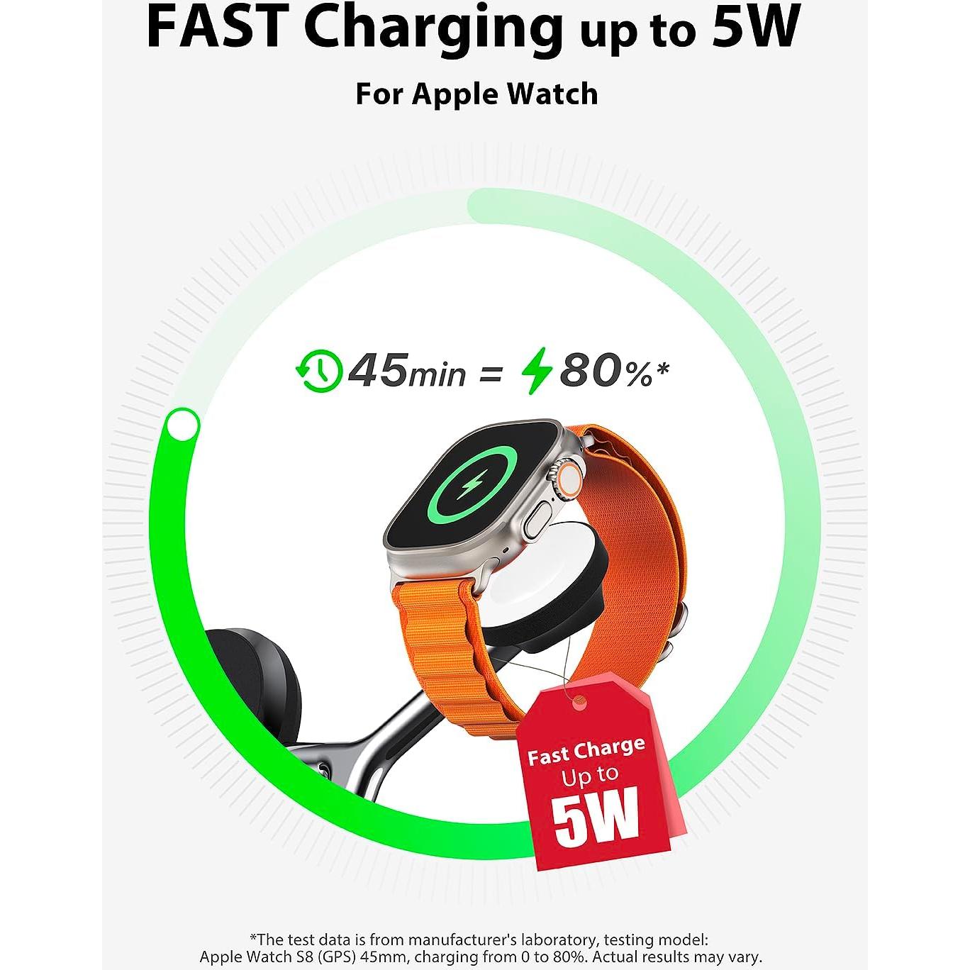 Estación de Carga Inalámbrica 3 en 1 HOLAMI para iPhone, Apple Watch y AirPods