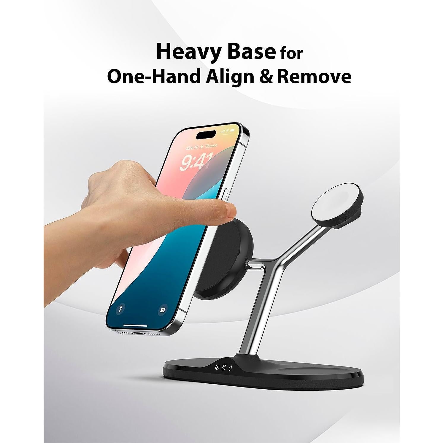 Estación de Carga Inalámbrica 3 en 1 HOLAMI para iPhone, Apple Watch y AirPods