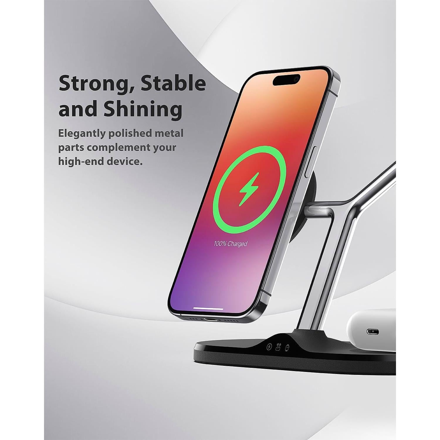 Estación de Carga Inalámbrica 3 en 1 HOLAMI para iPhone, Apple Watch y AirPods