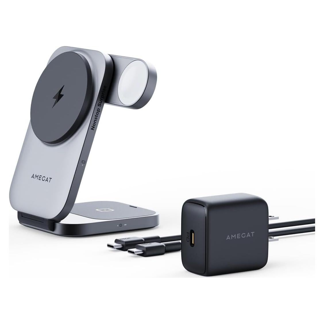 Cargador Inalámbrico 3 en 1 AMEGAT MagFusion Z 15W Qi2