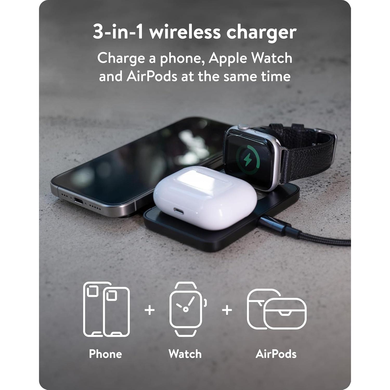 Cargador Inalámbrico 3 en 1 Mous - Compatible con MagSafe