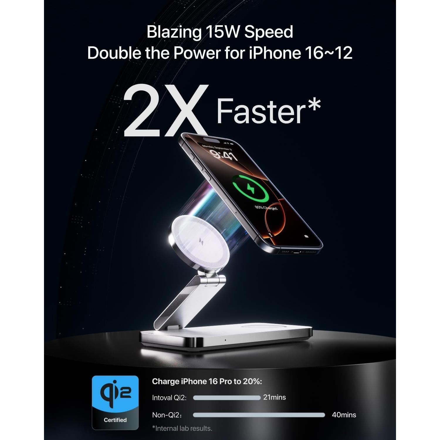 Cargador Inalámbrico 3 en 1 Intoval F8 15W Qi2 Plegable Blanco