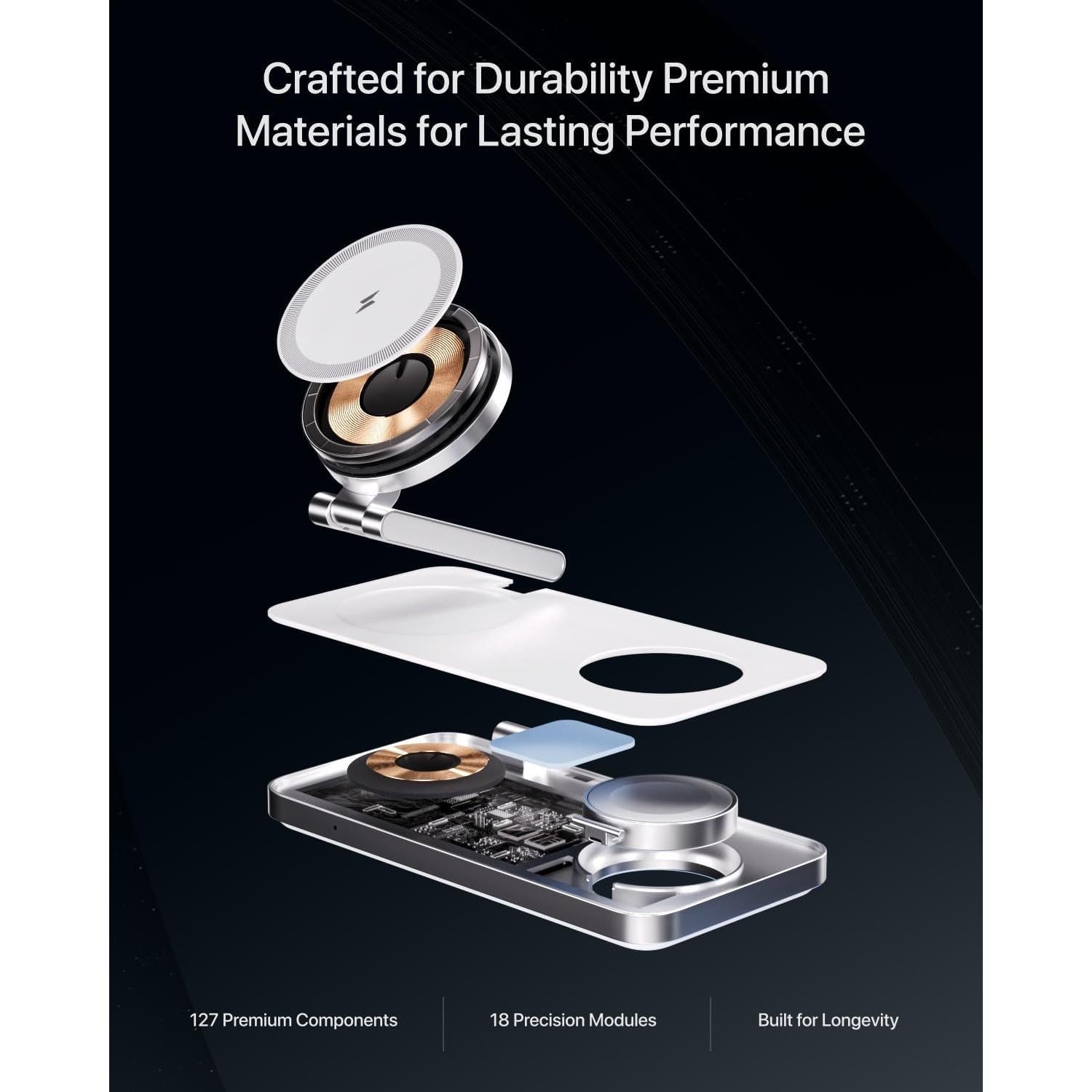 Cargador Inalámbrico 3 en 1 Intoval F8 15W Qi2 Plegable Blanco