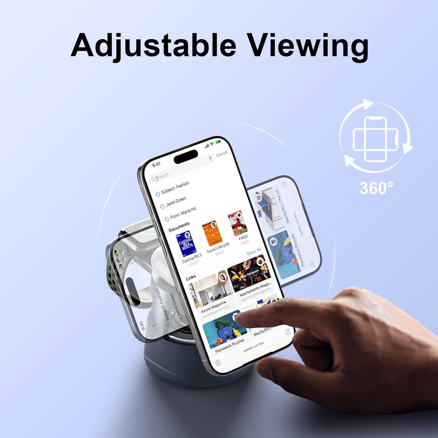 Estación de Carga Inalámbrica 3 en 1 Egognaw con Luz y Altavoz