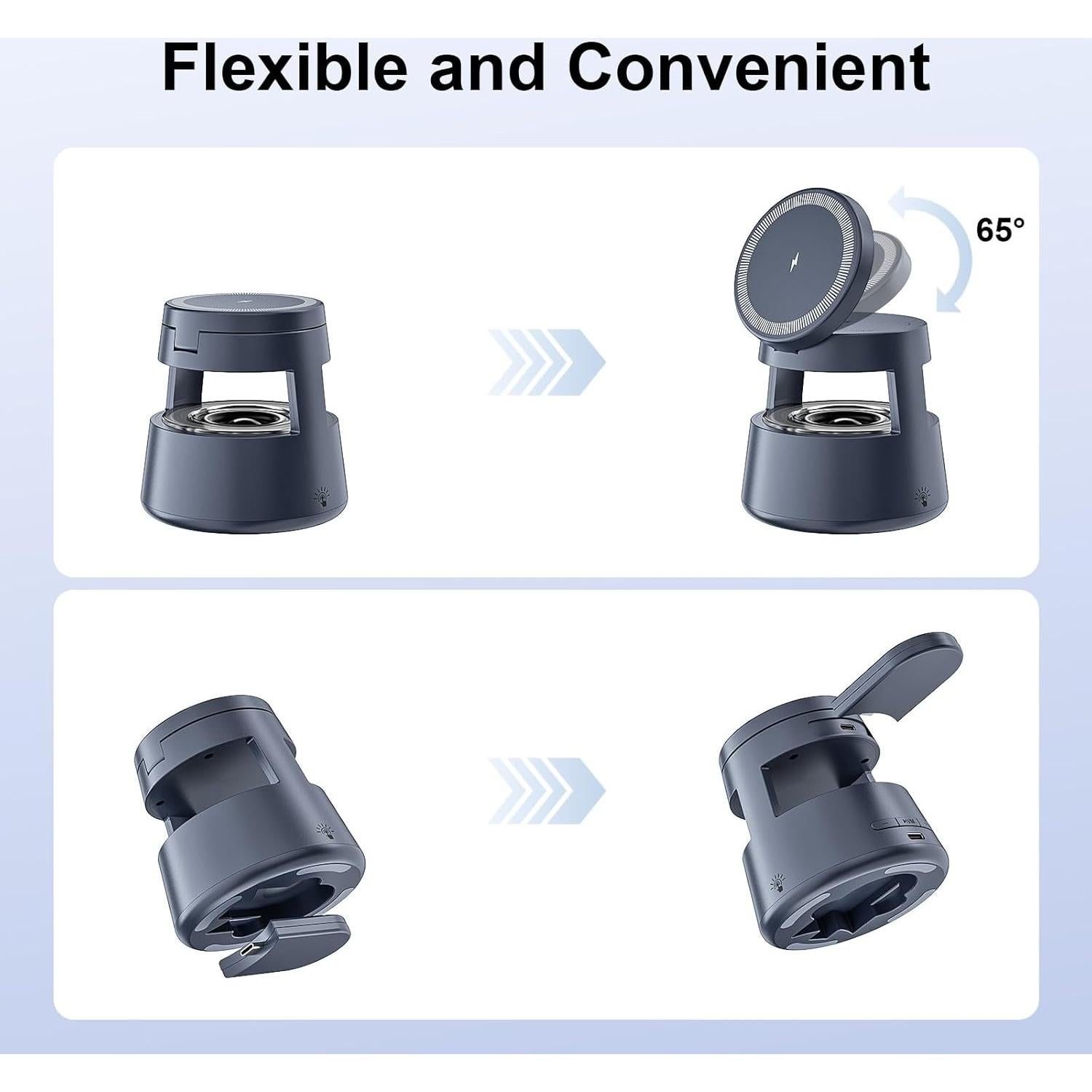 Estación de Carga Inalámbrica 3 en 1 Egognaw con Luz y Altavoz