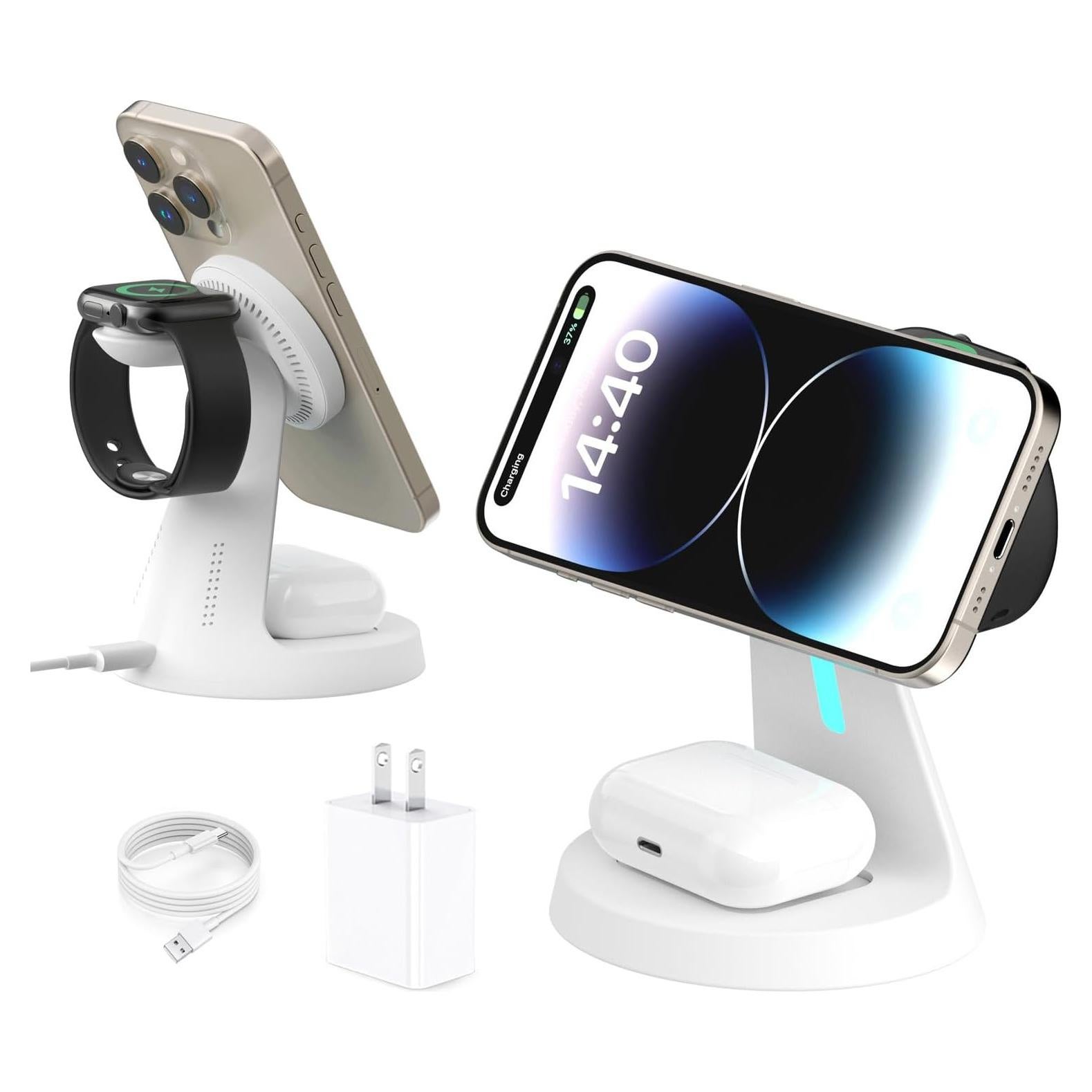 Cargador Inalámbrico 3 en 1 Utotrip para iPhone, Apple Watch y AirPods