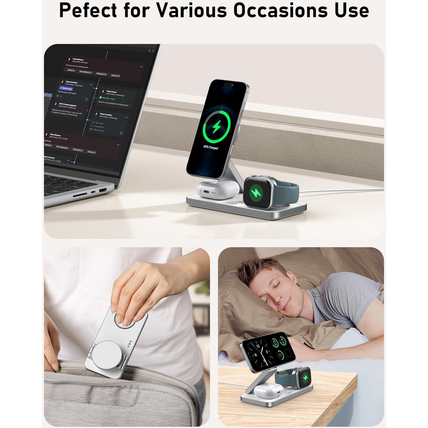 Estación de Carga Inalámbrica 3 en 1 VBA para Apple - Blanco