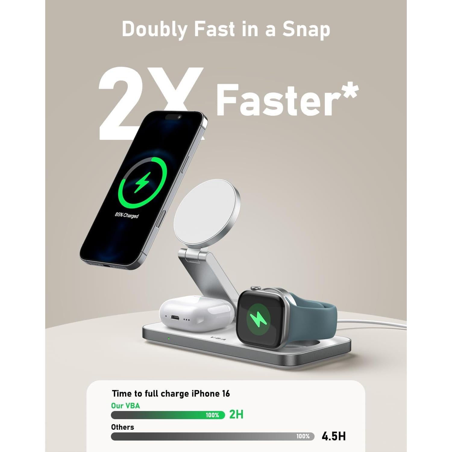 Estación de Carga Inalámbrica 3 en 1 VBA para Apple - Blanco