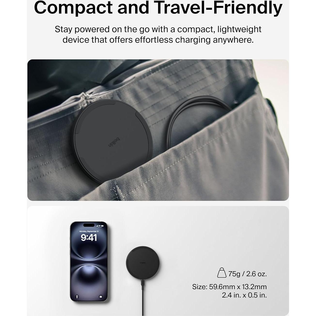 Base de Carga Inalámbrica Belkin 15W Qi - Cargador para iPhone y Samsung