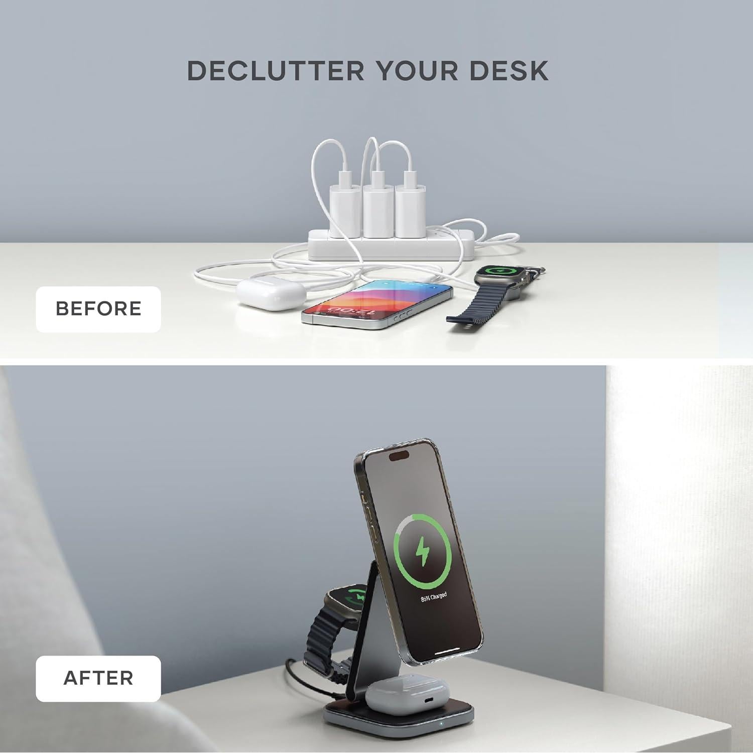 Estación de Carga Inalámbrica 3 en 1 Satechi 15W para Apple