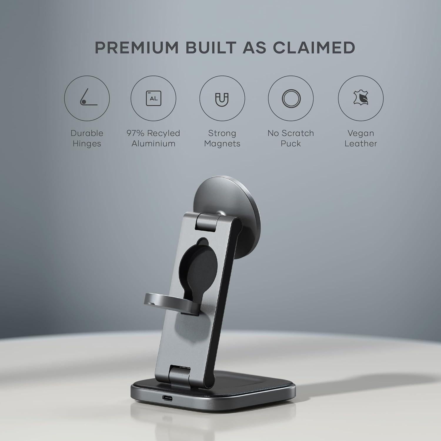 Estación de Carga Inalámbrica 3 en 1 Satechi 15W para Apple