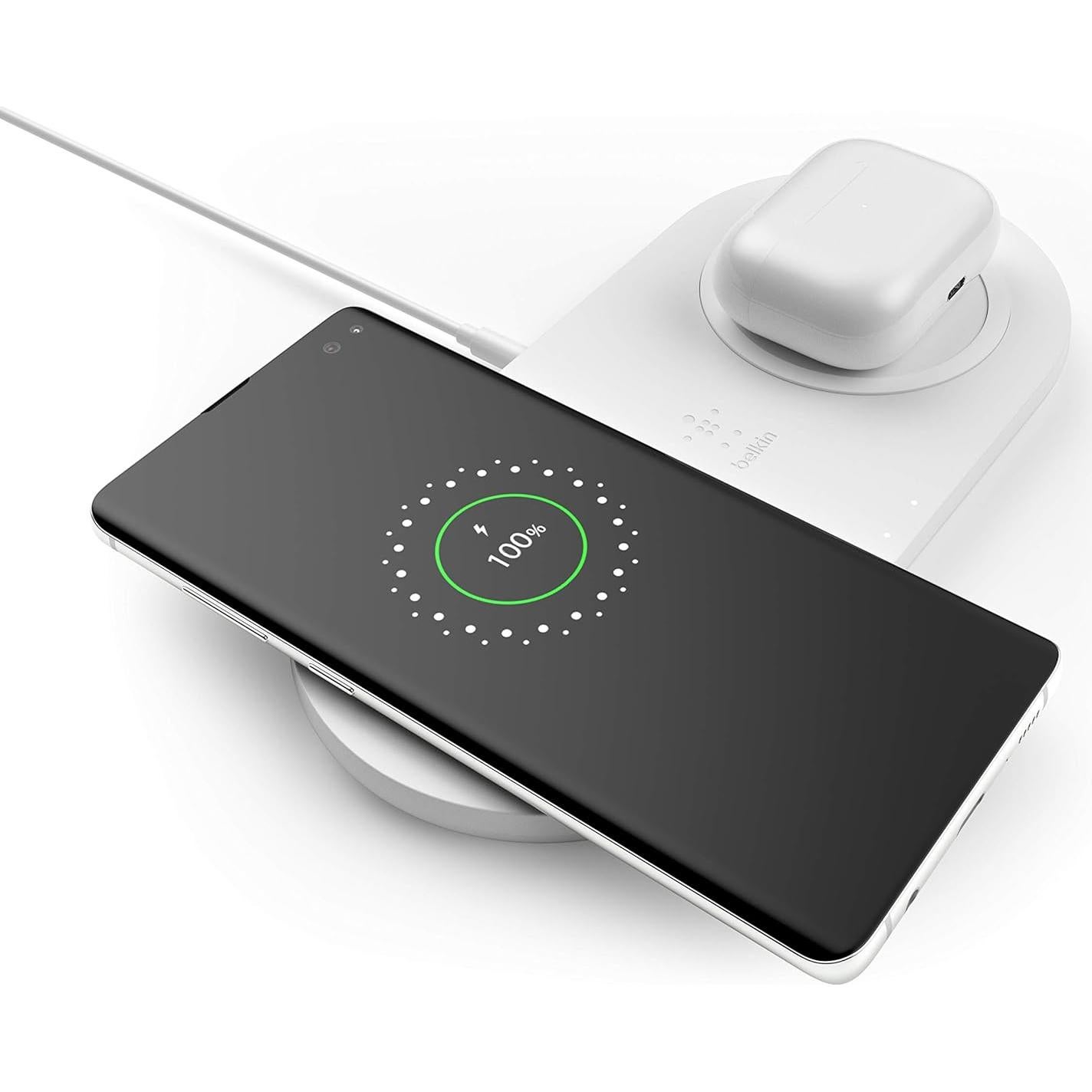 Cargador Inalámbrico Doble Belkin 10W Qi para iPhone y Samsung