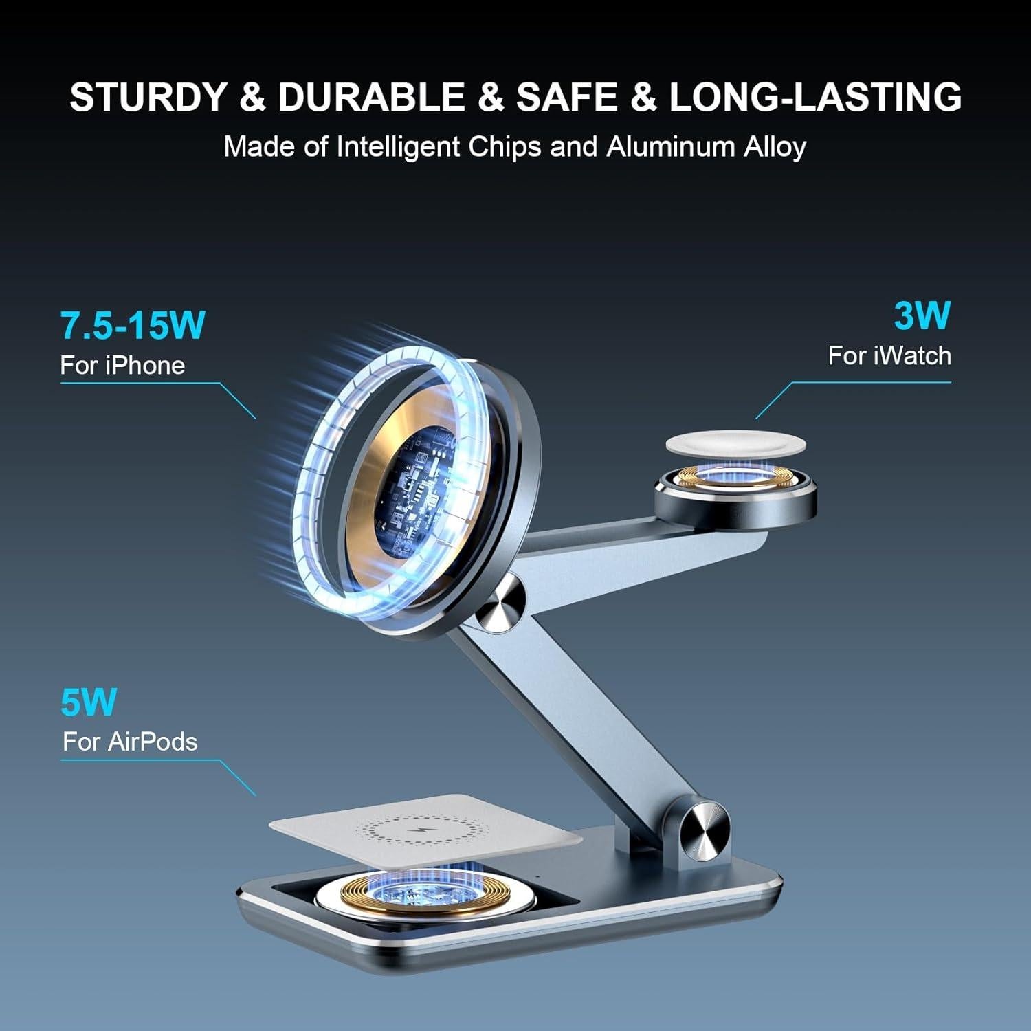 Cargador Inalámbrico 3 en 1 Egognaw para iPhone, Apple Watch y AirPods