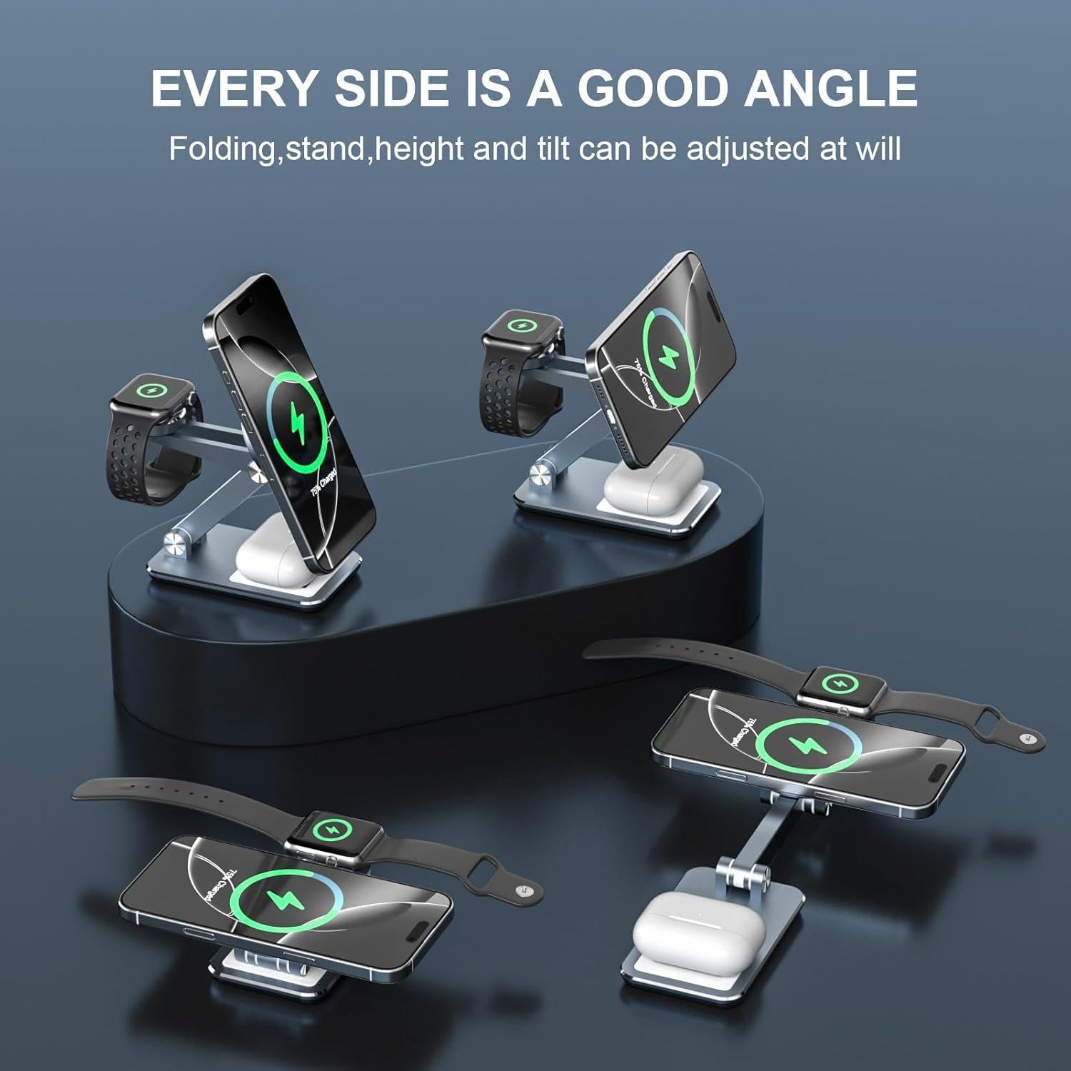 Cargador Inalámbrico 3 en 1 Egognaw para iPhone, Apple Watch y AirPods