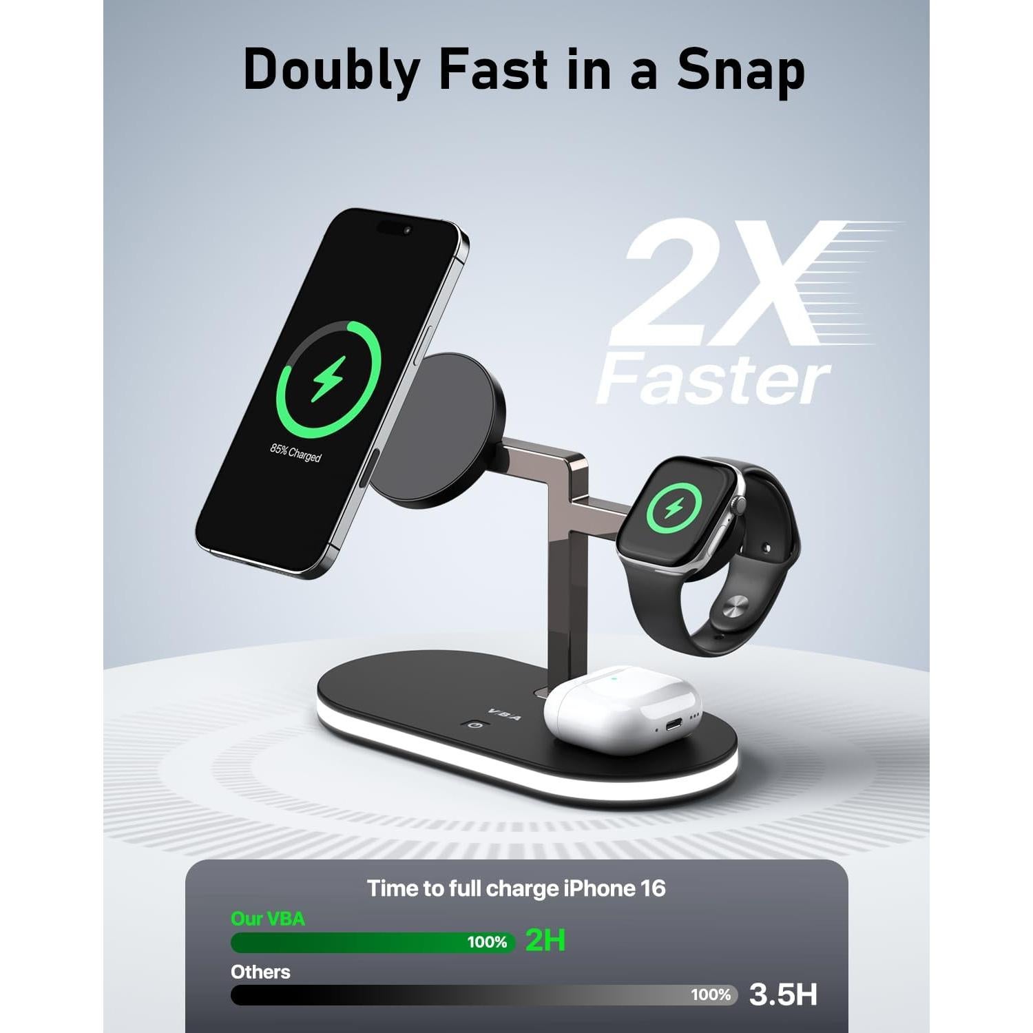 Estación de Carga Inalámbrica 4 en 1 VBA para Apple