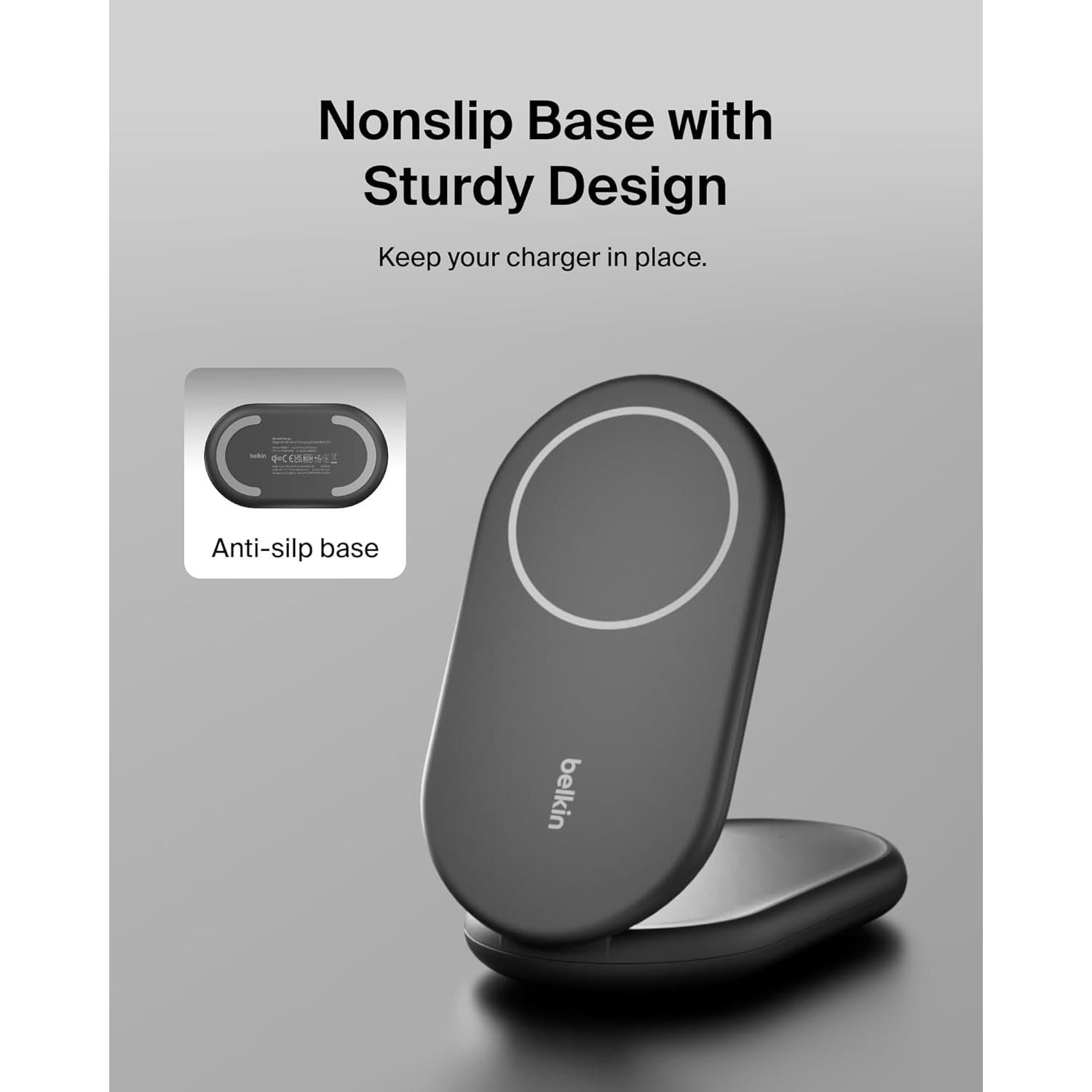 Cargador Inalámbrico Plegable Belkin 15W Qi2 MagSafe Negro