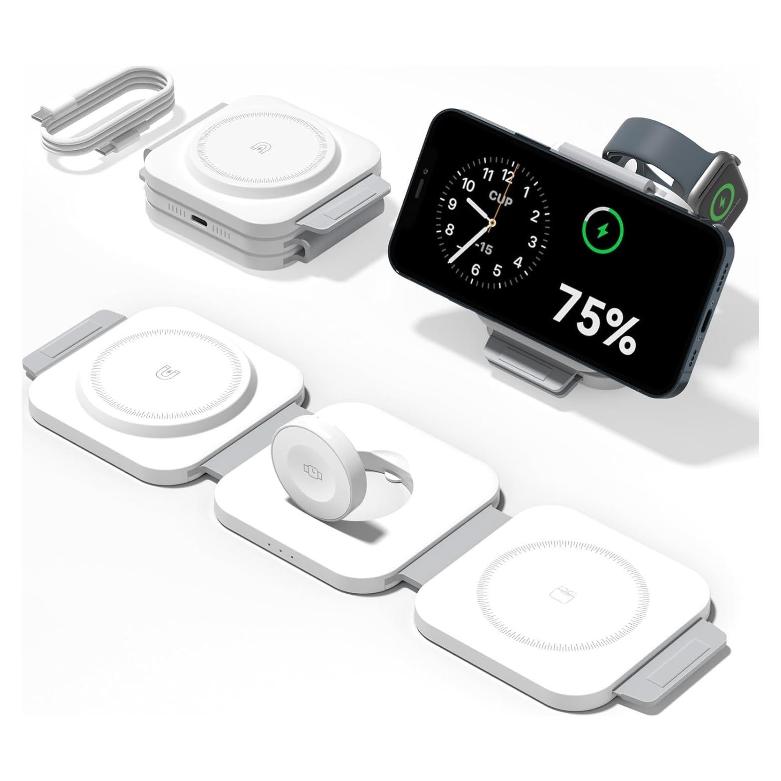 Estación de Carga Inalámbrica 3 en 1 Apple AD02 Rápida Magnética